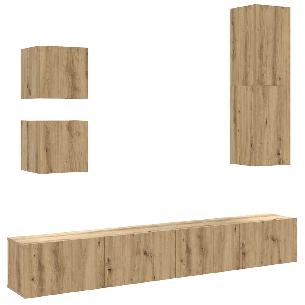 Ensemble de meuble TV mural 5 pcs chêne artisanal - XIOS
