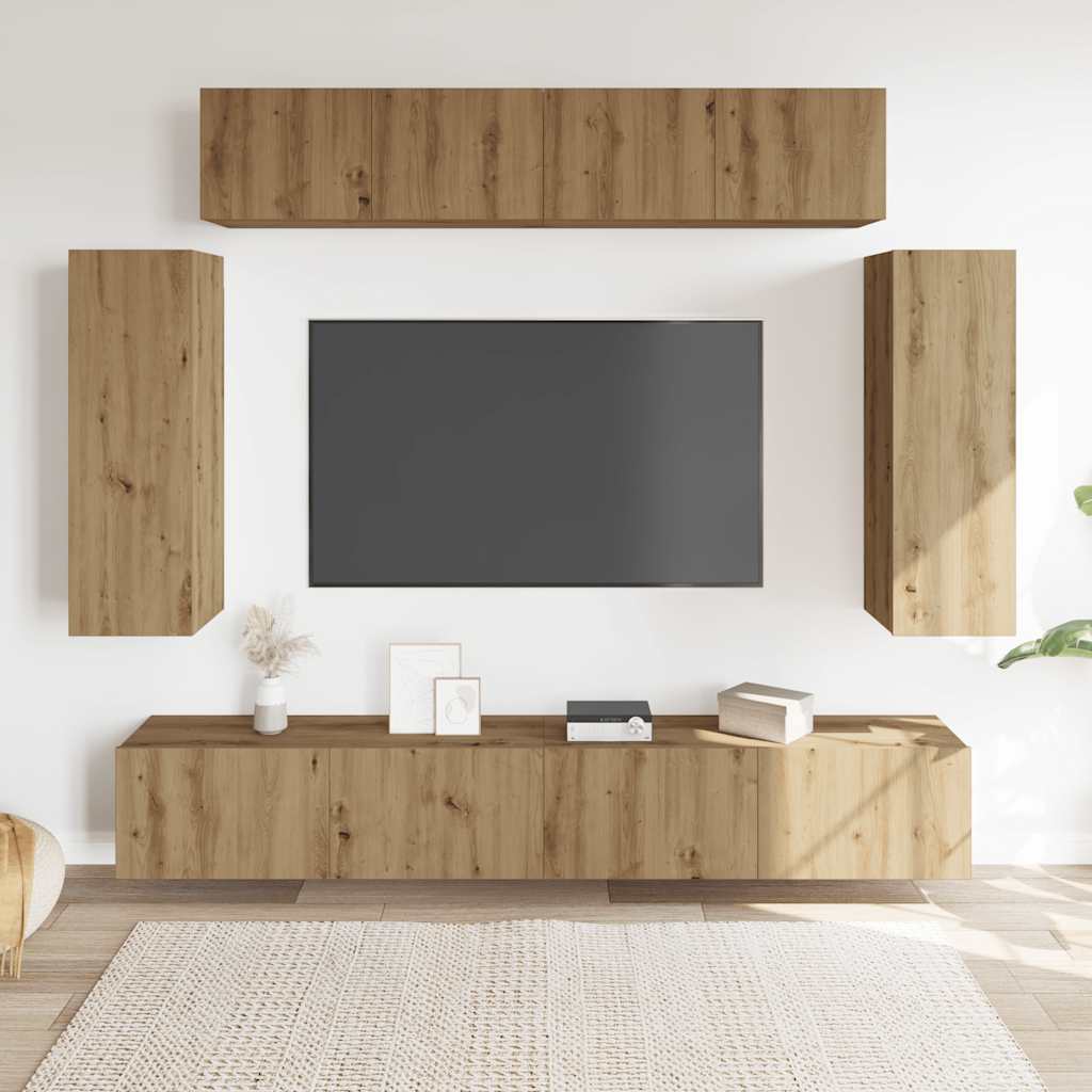 Ensemble de meuble TV mural 6 pcs chêne artisanal - XIOS