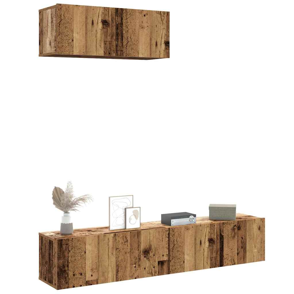 Ensemble de meuble TV mural 3 pcs vieux bois bois d'ingénierie - XIOS