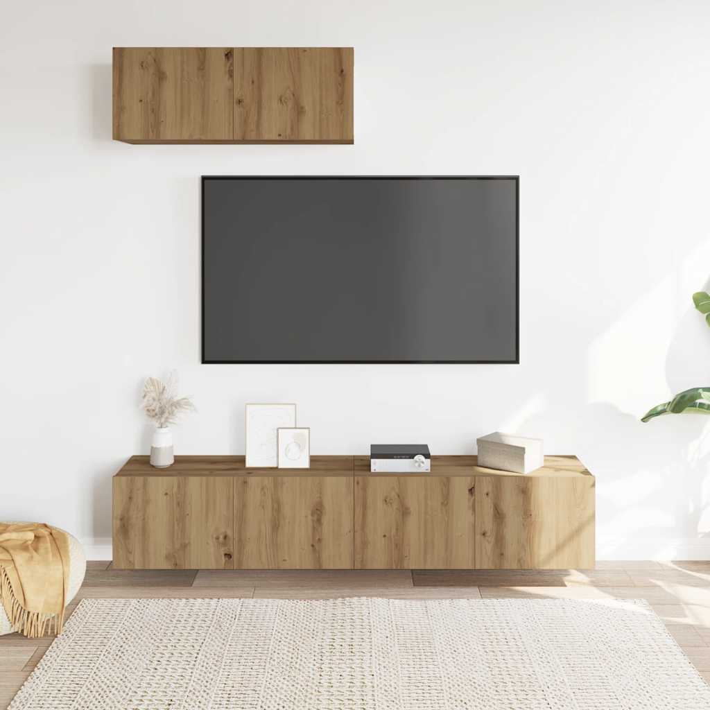 Ensemble de meuble TV mural 3 pcs chêne artisanal - XIOS