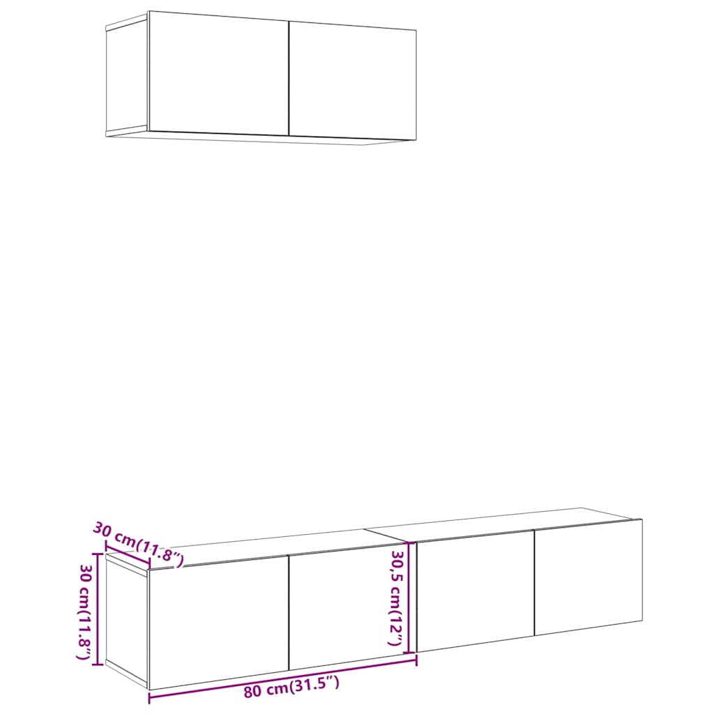 Ensemble de meuble TV mural 3 pcs chêne artisanal - XIOS
