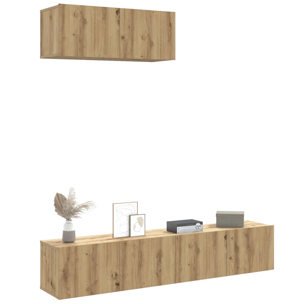 Ensemble de meuble TV mural 3 pcs chêne artisanal - XIOS