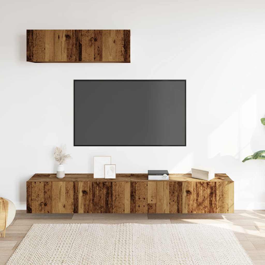 Meubles TV muraux 3 pcs vieux bois 100x30x30 cm bois ingénierie - XIOS
