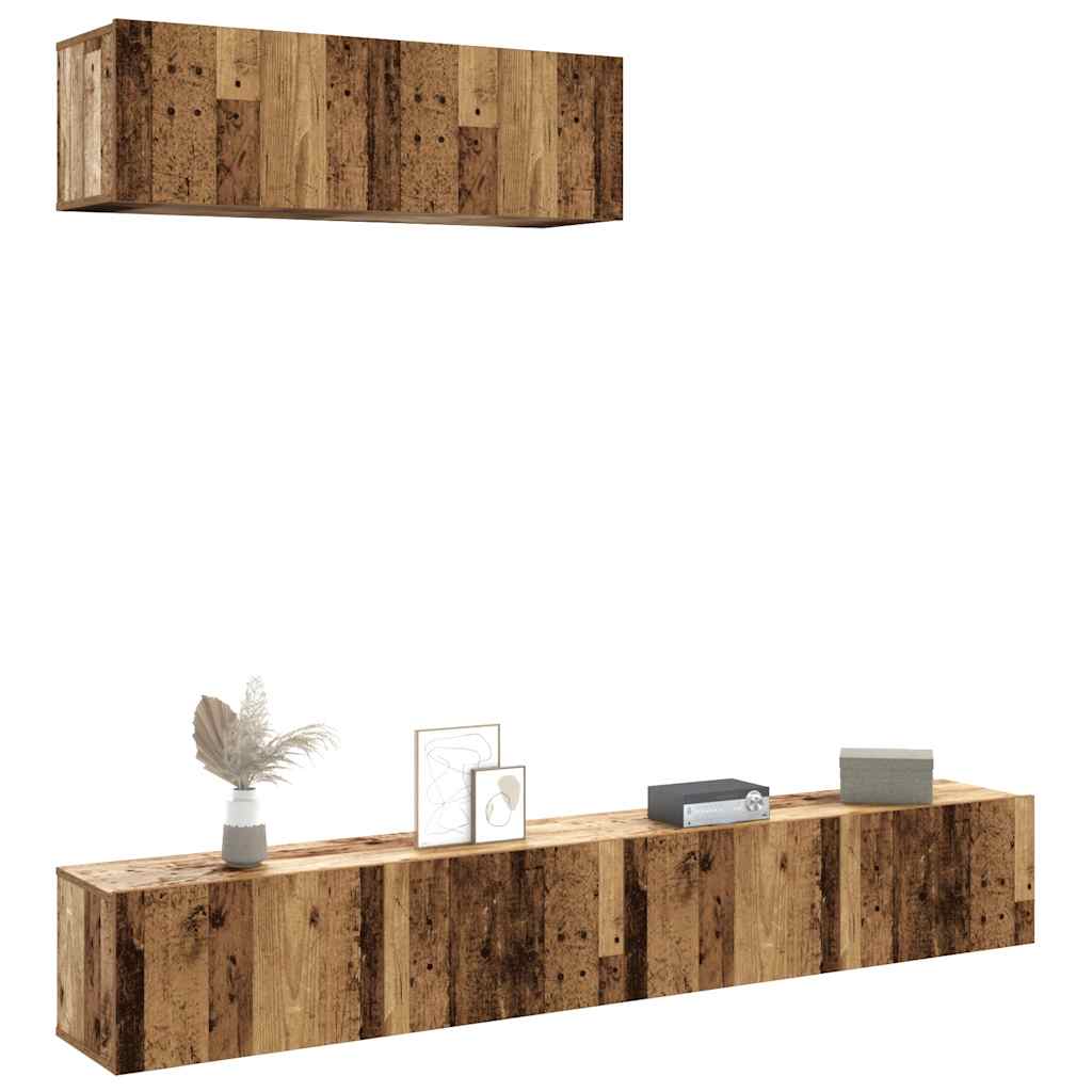 Meubles TV muraux 3 pcs vieux bois 100x30x30 cm bois ingénierie - XIOS