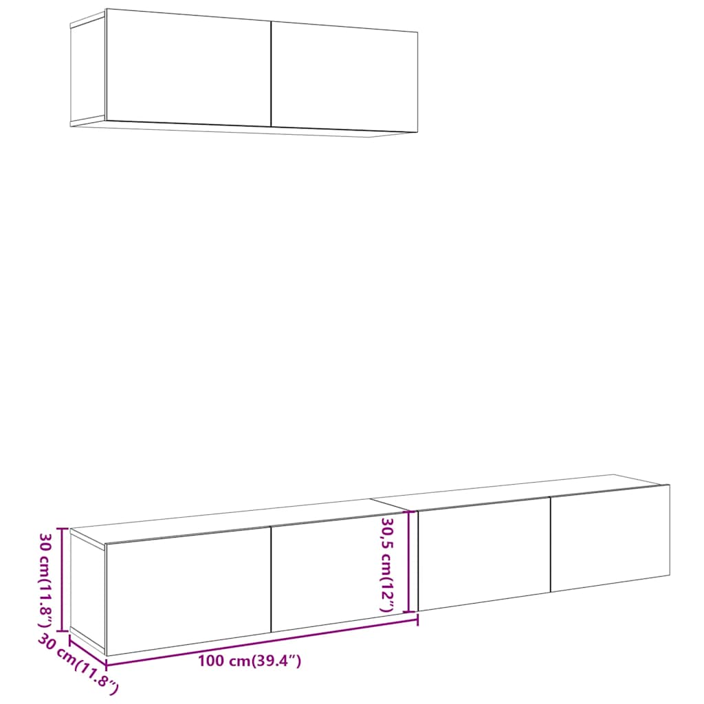Meubles TV muraux 3 pcs chêne artisanal 100x30x30 cm - XIOS