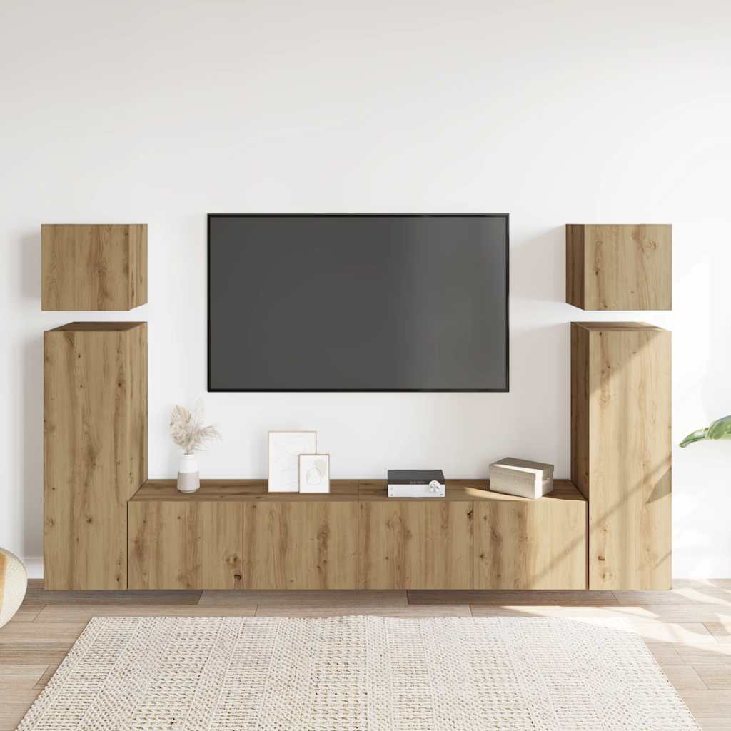 Ensemble de meuble TV mural 8 pcs chêne artisanal - XIOS