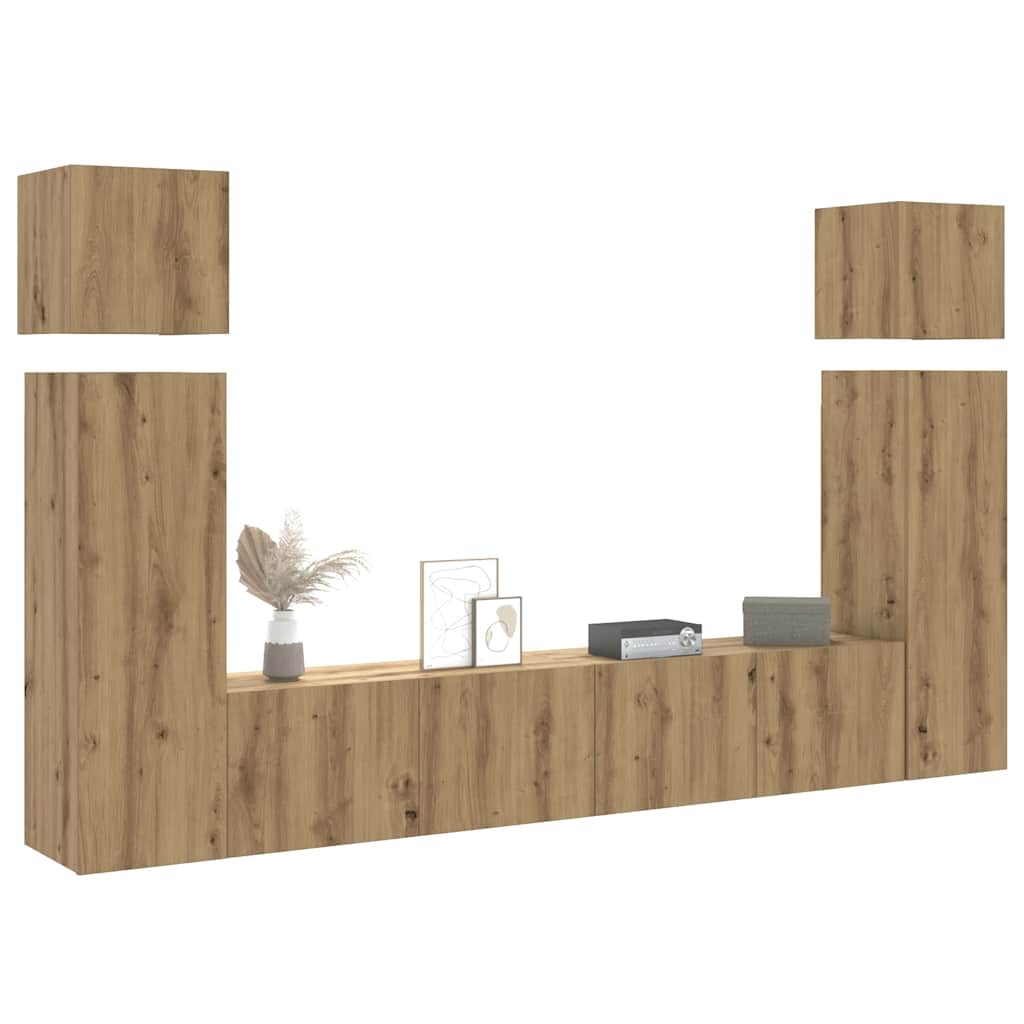 Ensemble de meuble TV mural 8 pcs chêne artisanal - XIOS