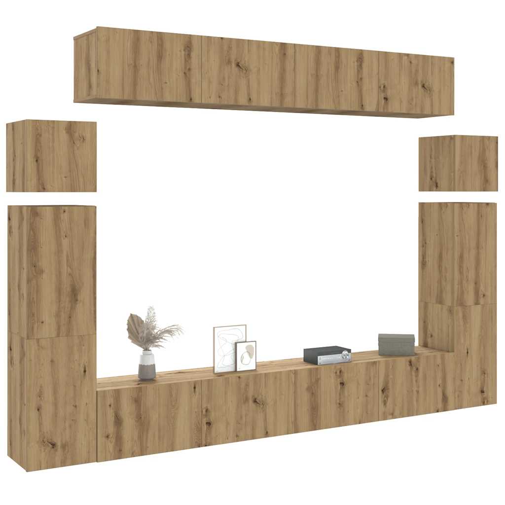 Ensemble de meuble TV mural 8 pcs chêne artisanal - XIOS