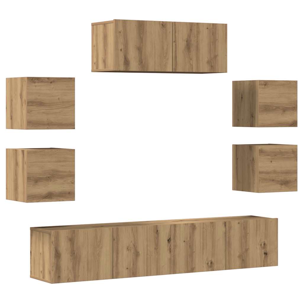 Ensemble de meuble TV mural 7 pcs chêne artisanal - XIOS
