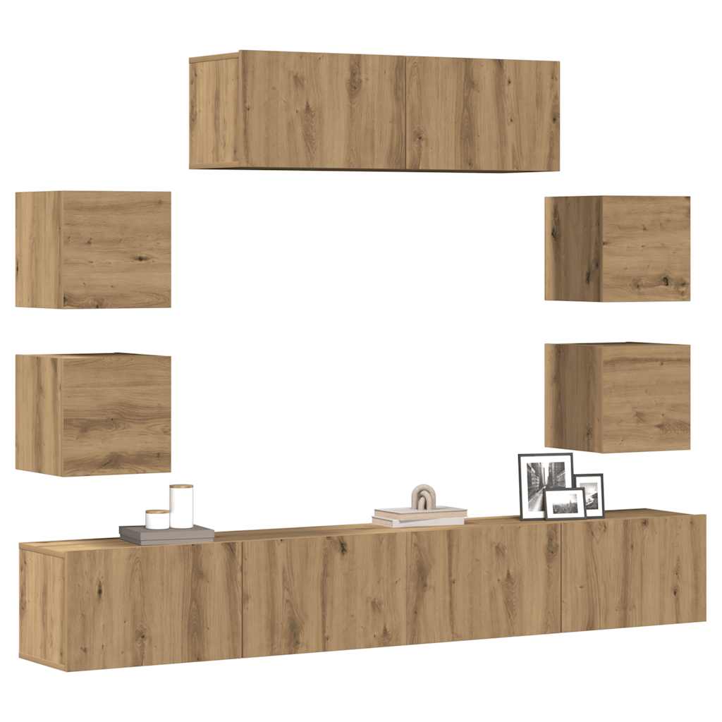 Ensemble de meuble TV mural 7 pcs chêne artisanal - XIOS