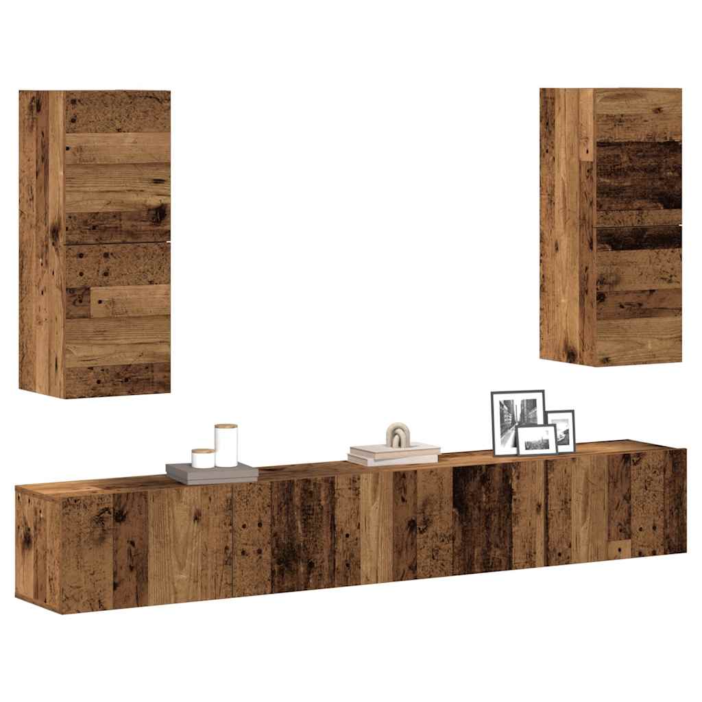 Ensemble de meuble TV mural 4 pcs vieux bois bois d'ingénierie - XIOS