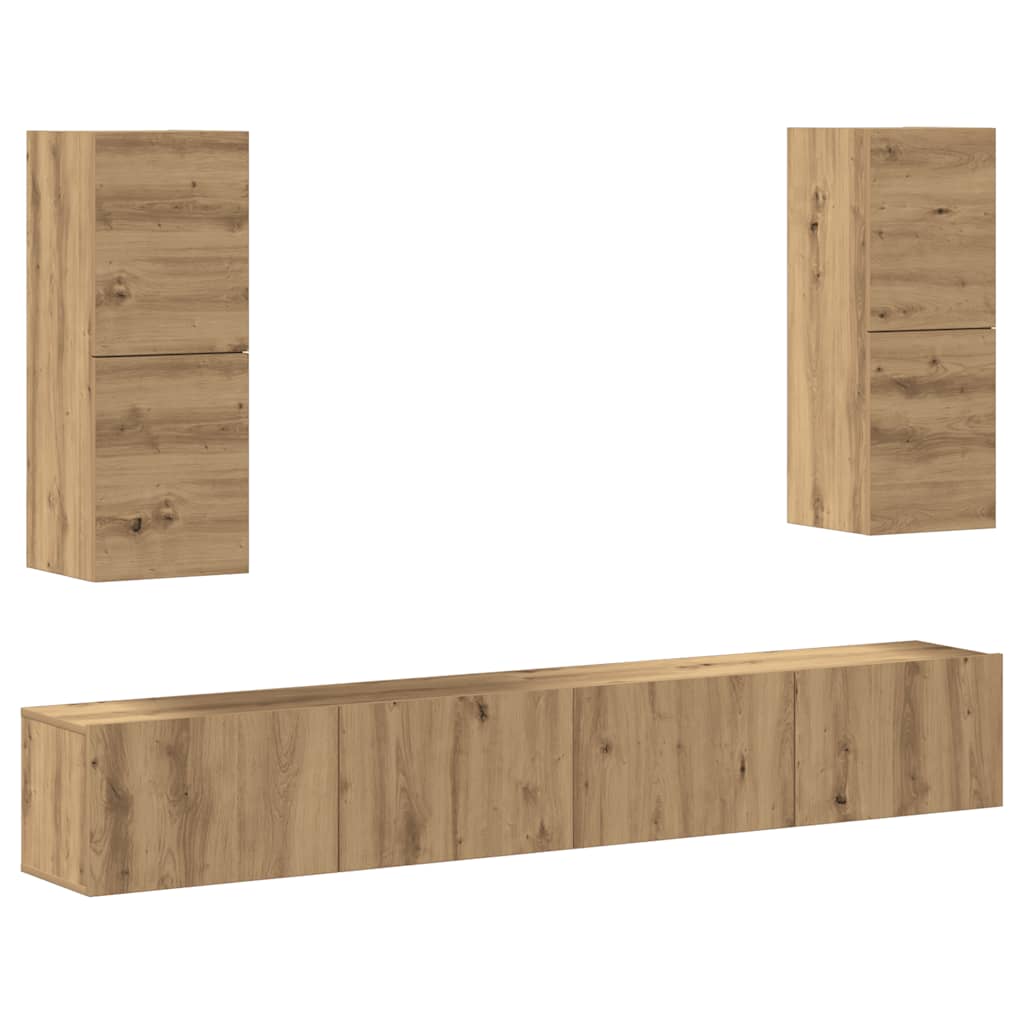 Ensemble de meuble TV mural 4 pcs chêne artisanal - XIOS