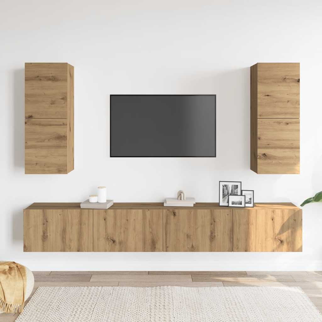 Ensemble de meuble TV mural 4 pcs chêne artisanal - XIOS