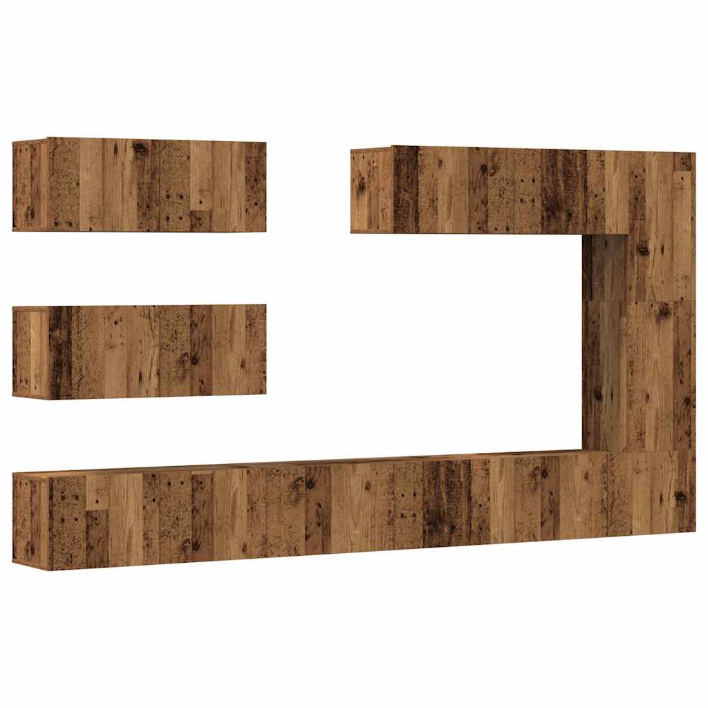 Ensemble de meuble TV mural 7 pcs vieux bois bois d'ingénierie - XIOS