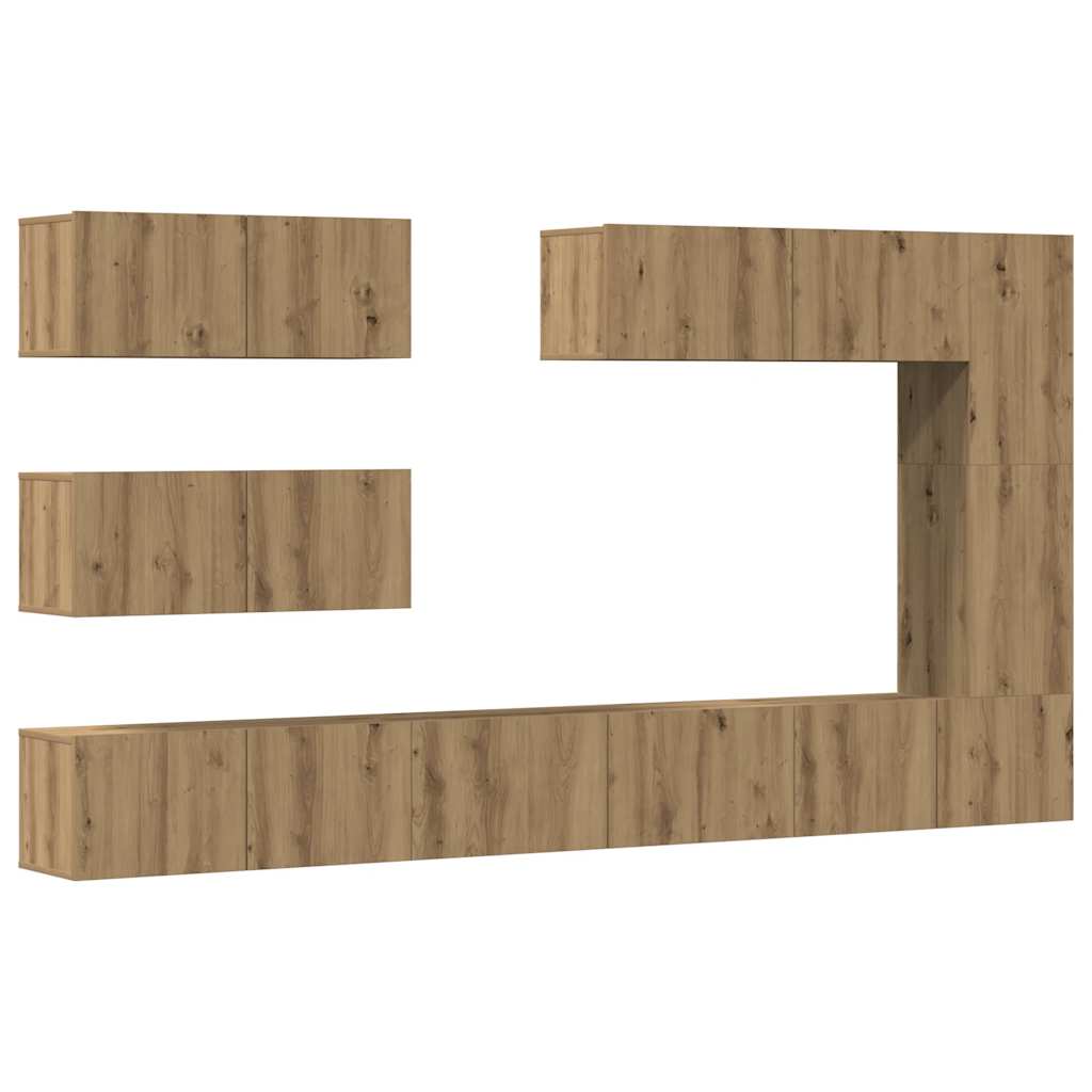 Ensemble de meuble TV mural 7 pcs chêne artisanal - XIOS