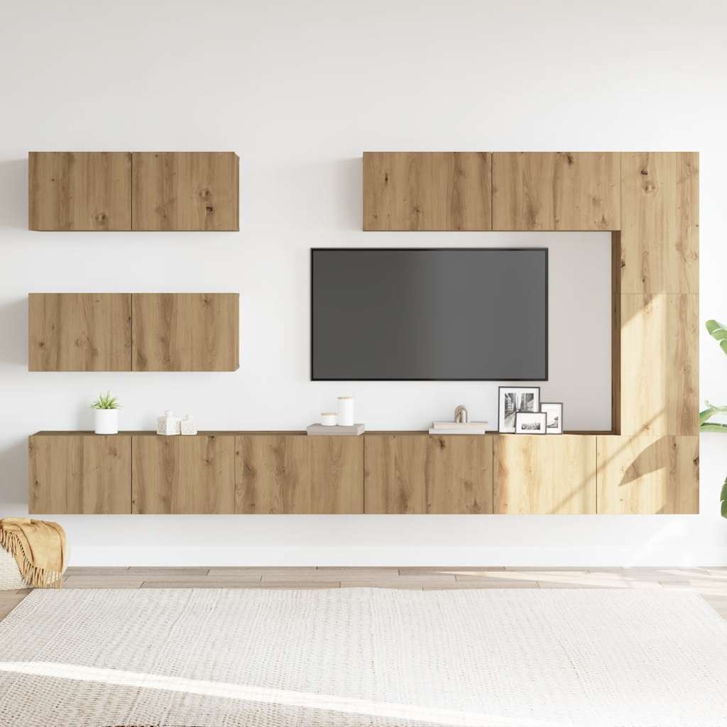 Ensemble de meuble TV mural 7 pcs chêne artisanal - XIOS