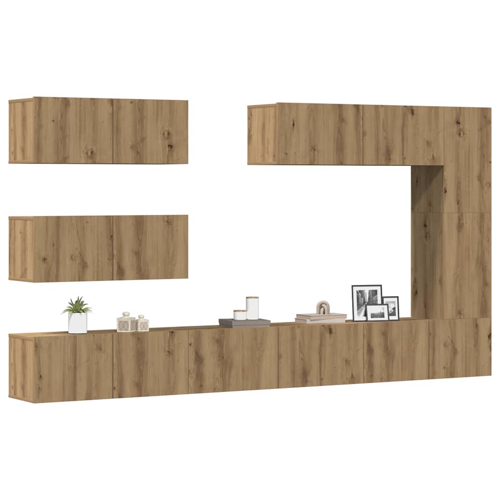 Ensemble de meuble TV mural 7 pcs chêne artisanal - XIOS