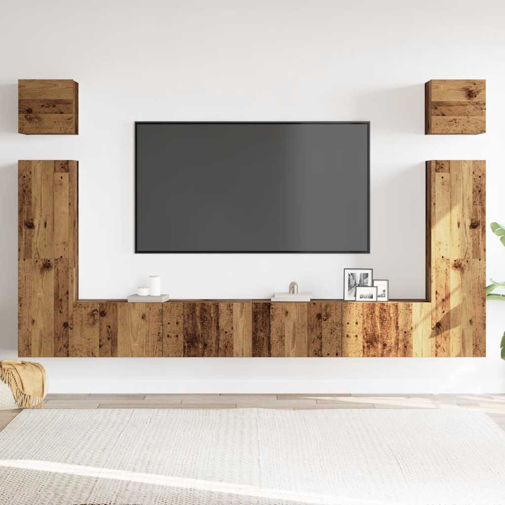 Ensemble de meuble TV mural 6 pcs vieux bois bois d'ingénierie - XIOS