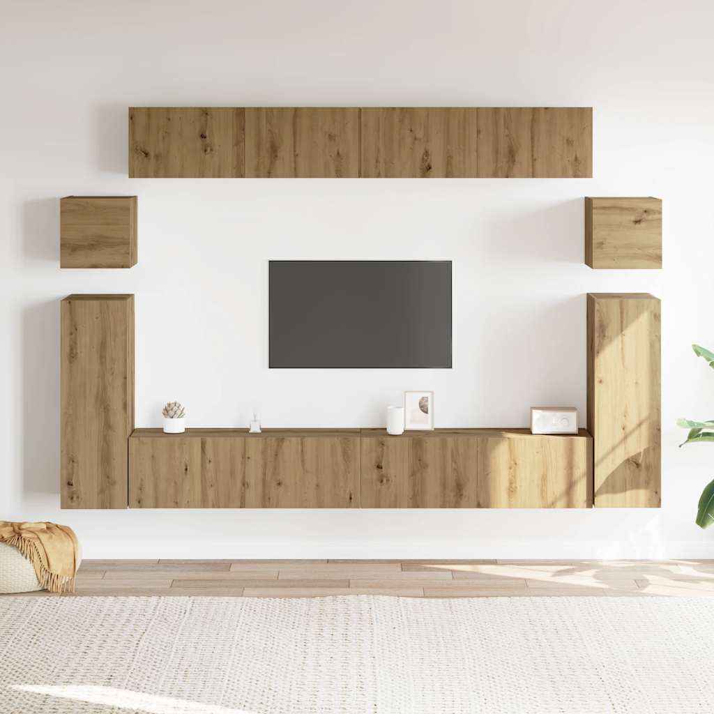 Ensemble de meuble TV mural 8 pcs chêne artisanal - XIOS