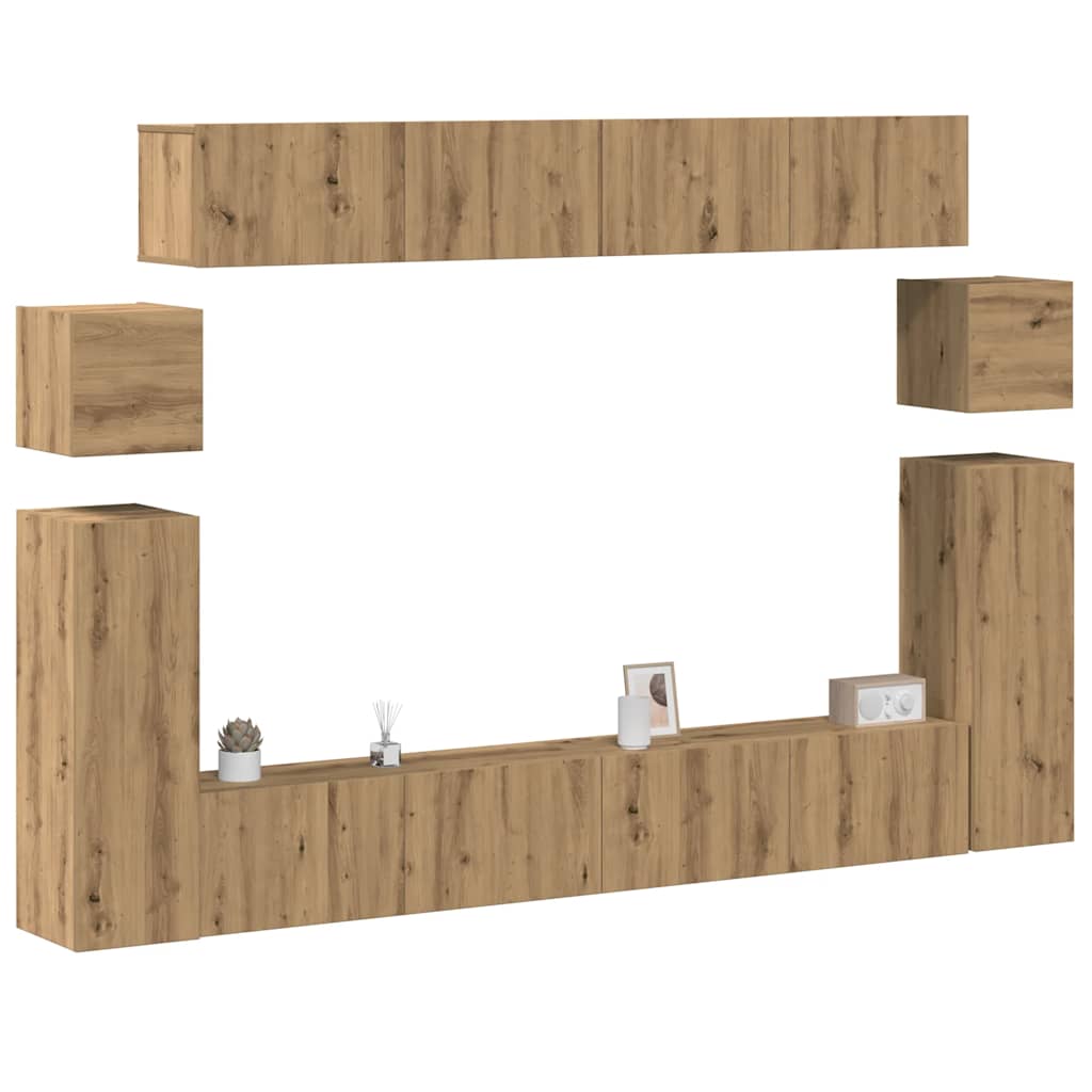 Ensemble de meuble TV mural 8 pcs chêne artisanal - XIOS