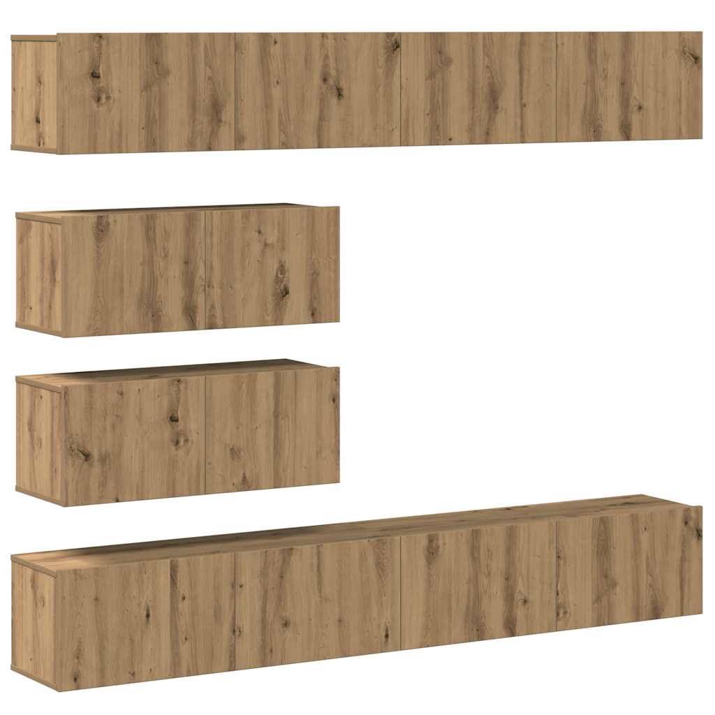 Ensemble de meuble TV mural 6 pcs chêne artisanal - XIOS