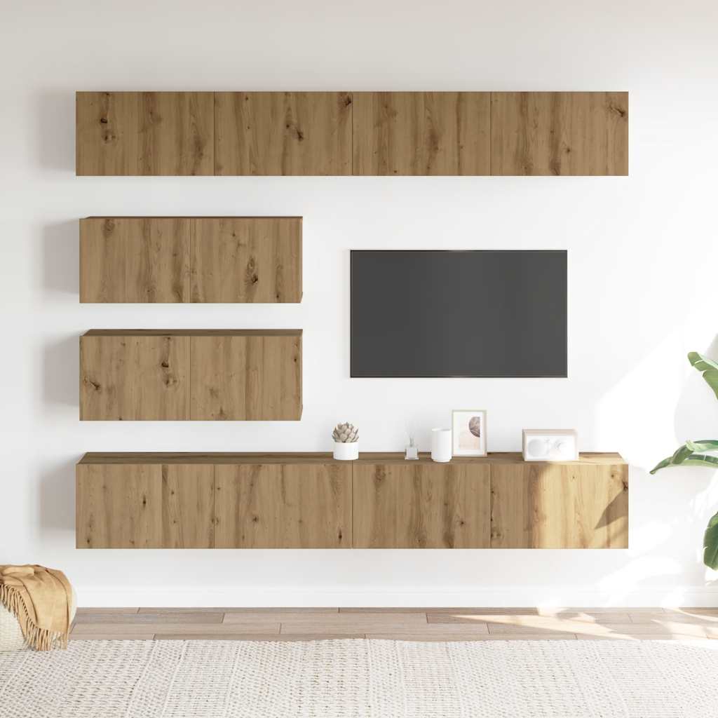 Ensemble de meuble TV mural 6 pcs chêne artisanal - XIOS
