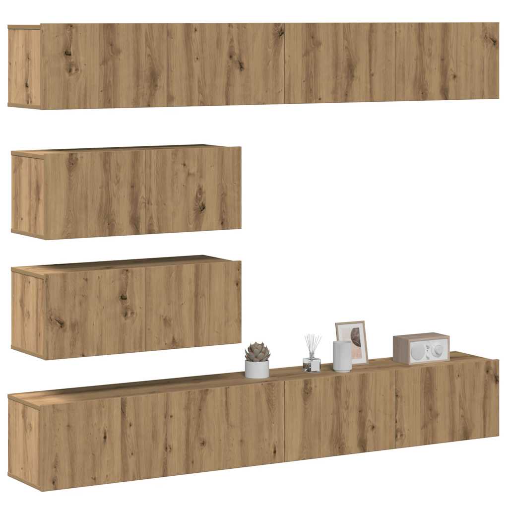 Ensemble de meuble TV mural 6 pcs chêne artisanal - XIOS