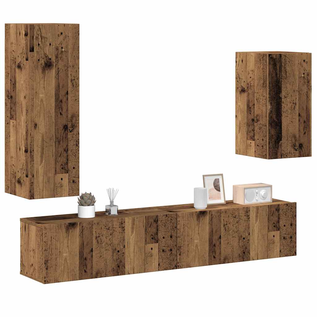 Ensemble de meuble TV mural 4 pcs vieux bois bois d'ingénierie - XIOS