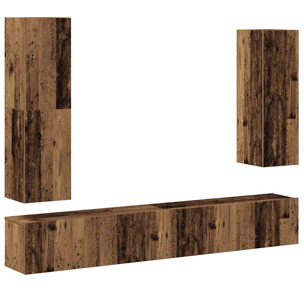 Ensemble de meuble TV mural 4 pcs vieux bois bois d'ingénierie - XIOS