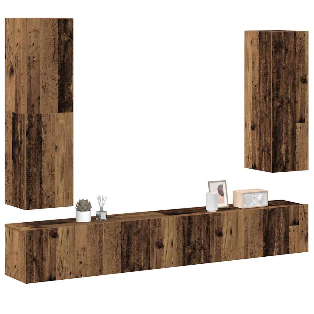 Ensemble de meuble TV mural 4 pcs vieux bois bois d'ingénierie - XIOS