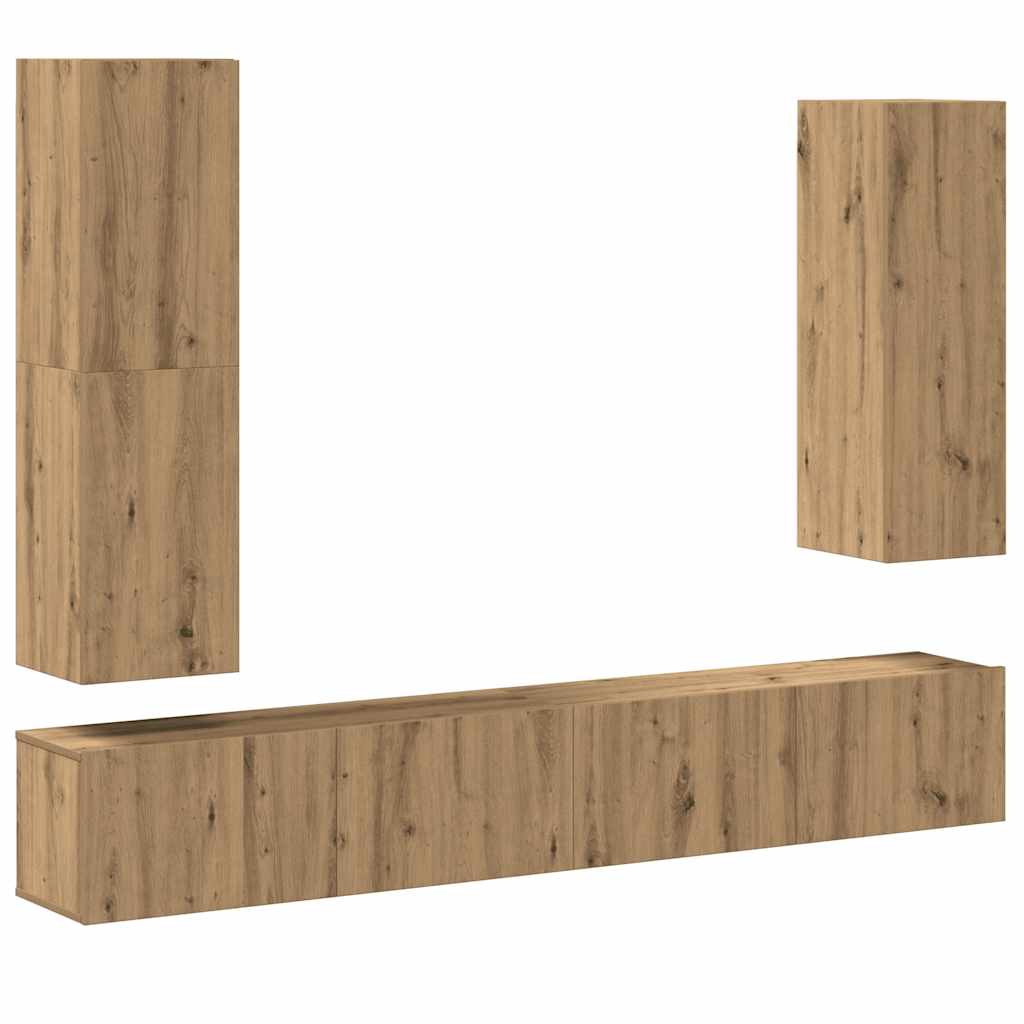Ensemble de meuble TV mural 4 pcs chêne artisanal - XIOS