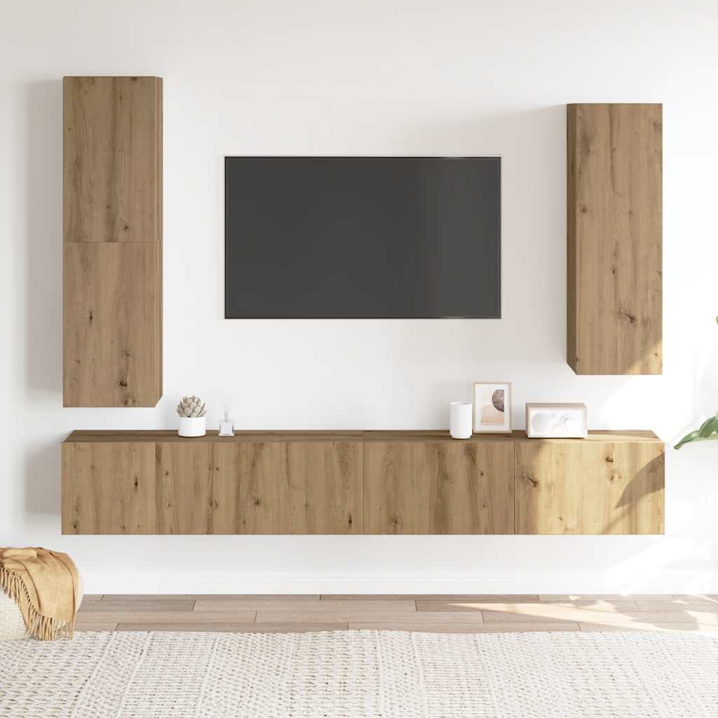 Ensemble de meuble TV mural 4 pcs chêne artisanal - XIOS