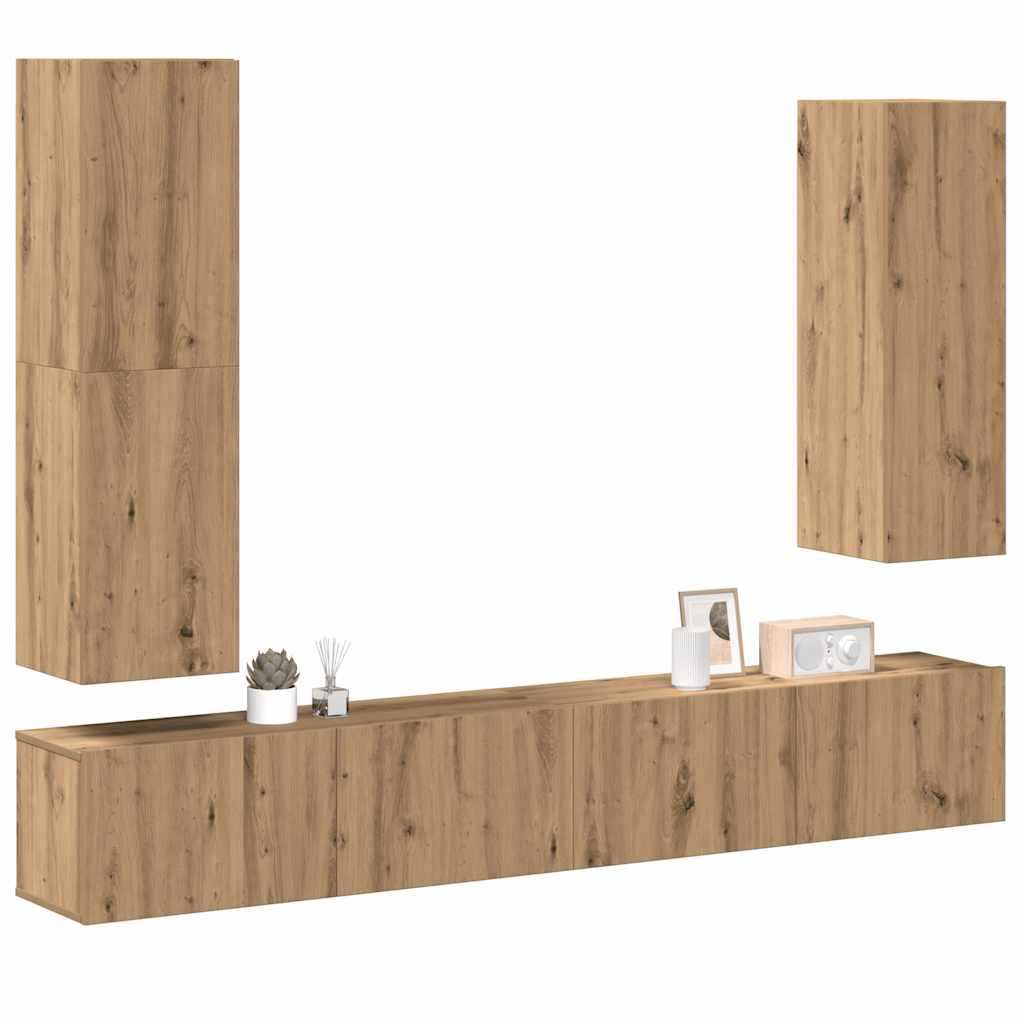 Ensemble de meuble TV mural 4 pcs chêne artisanal - XIOS