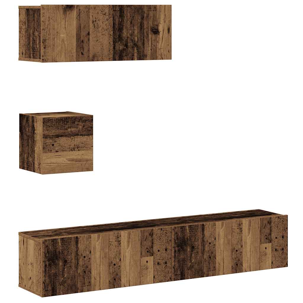 Ensemble de meuble TV mural 4 pcs vieux bois bois d'ingénierie - XIOS
