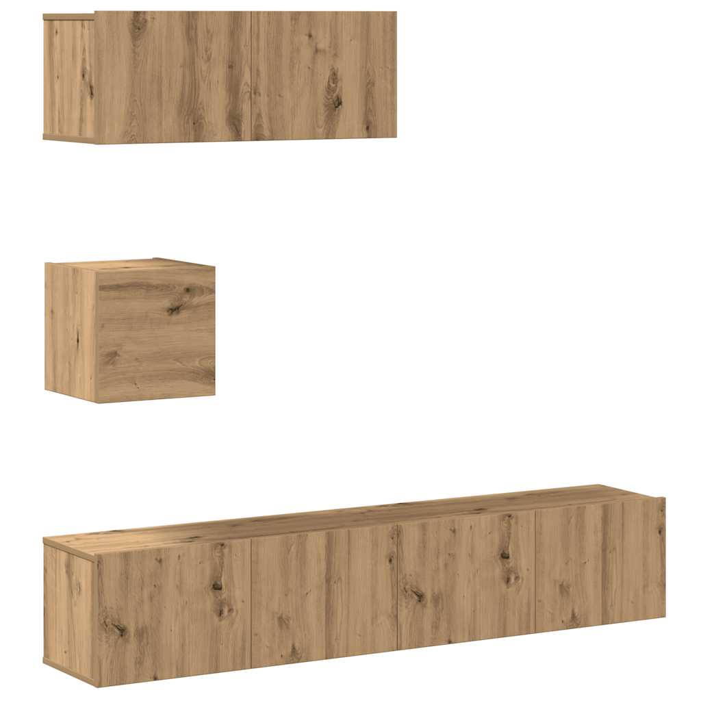 Ensemble de meuble TV mural 4 pcs chêne artisanal - XIOS