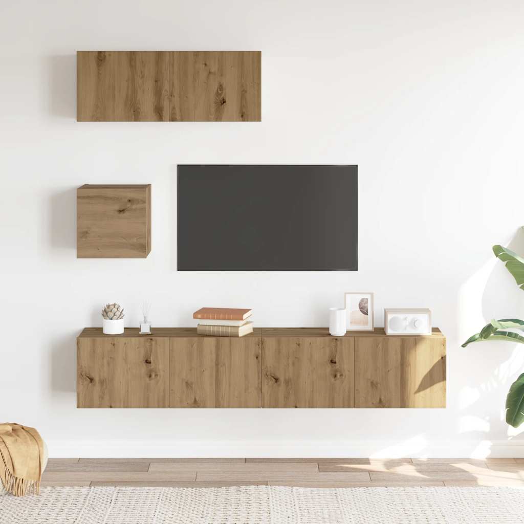 Ensemble de meuble TV mural 4 pcs chêne artisanal - XIOS