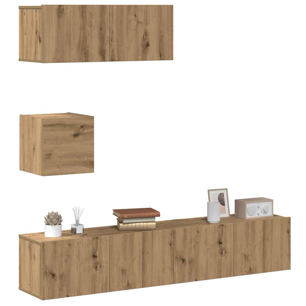 Ensemble de meuble TV mural 4 pcs chêne artisanal - XIOS