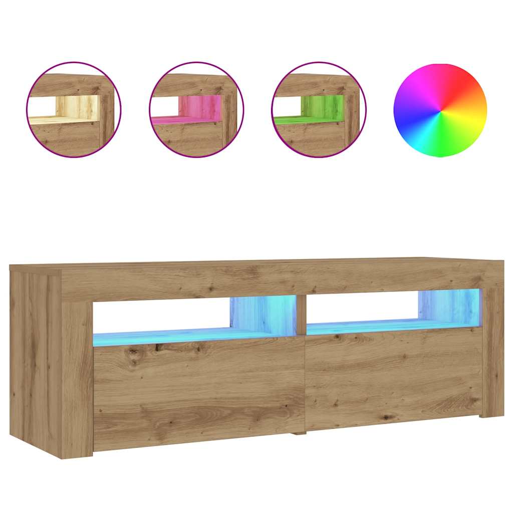 Tables de chevet 2 pcs avec LED chêne artisanal 60x35x40 cm - XIOS
