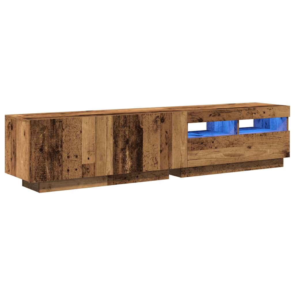 Meuble TV avec lumières LED vieux bois bois d'ingénierie - XIOS