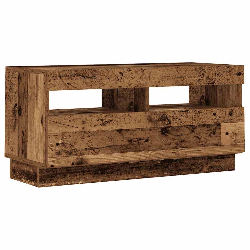 Meuble TV avec lumières LED vieux bois bois d'ingénierie - XIOS