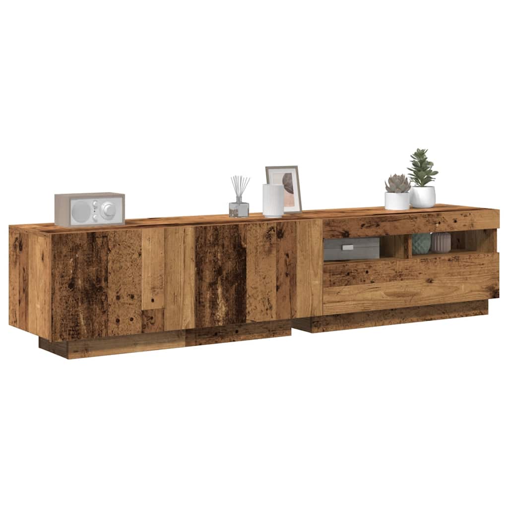 Meuble TV avec lumières LED chêne artisanal bois d'ingénierie - XIOS
