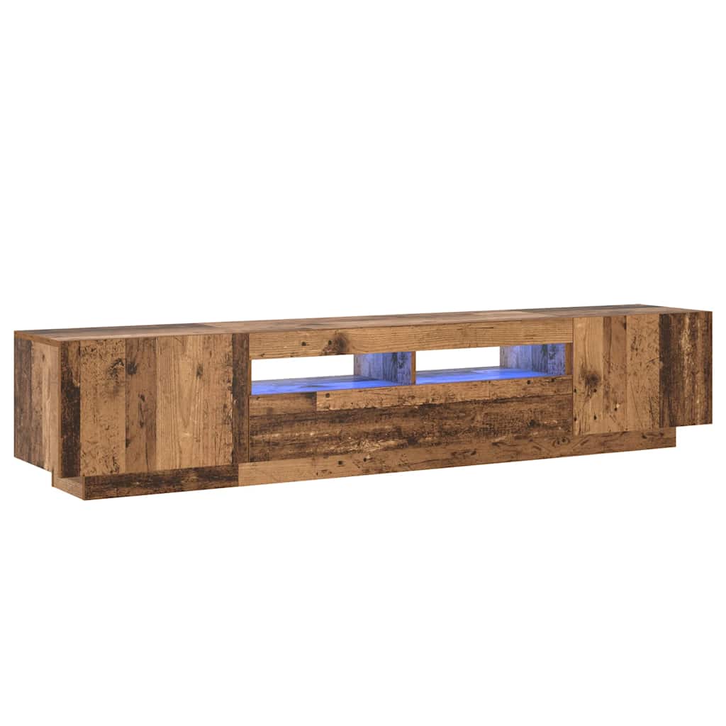 Meuble TV avec lumières LED vieux bois bois d'ingénierie - XIOS