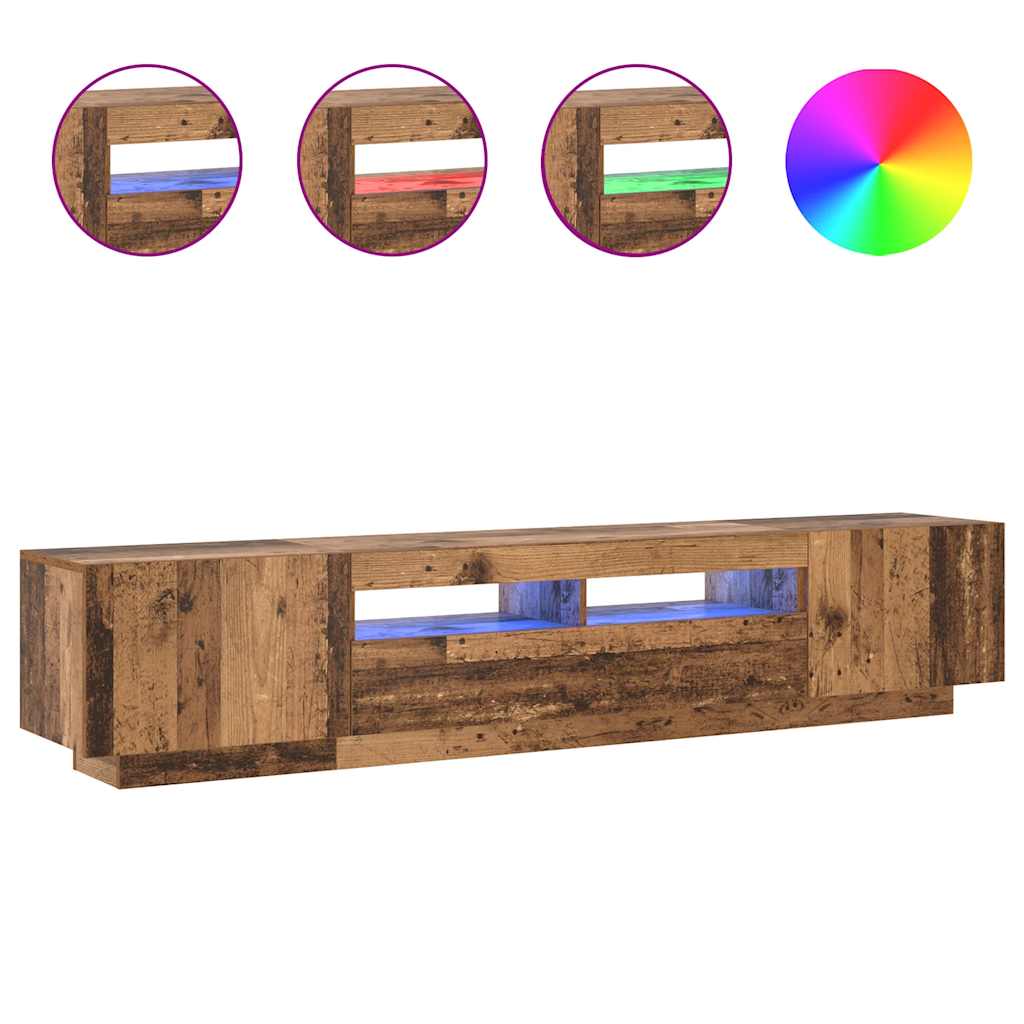 Meuble TV avec lumières LED vieux bois bois d'ingénierie - XIOS