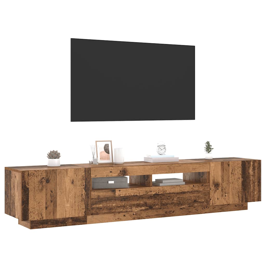 Meuble TV avec lumières LED vieux bois bois d'ingénierie - XIOS