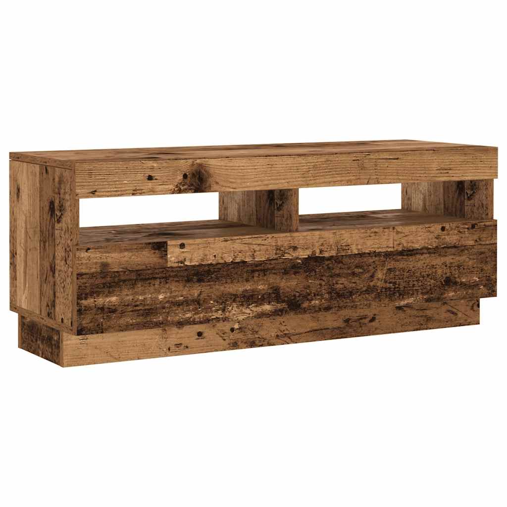 Meuble TV avec lumières LED vieux bois bois d'ingénierie - XIOS
