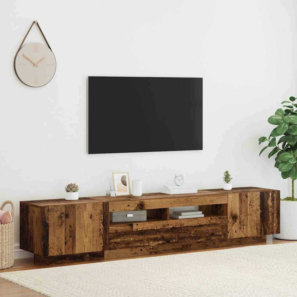 Meuble TV avec lumières LED vieux bois bois d'ingénierie - XIOS