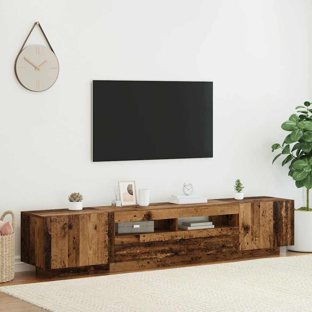 Meuble TV avec lumières LED vieux bois bois d'ingénierie - XIOS
