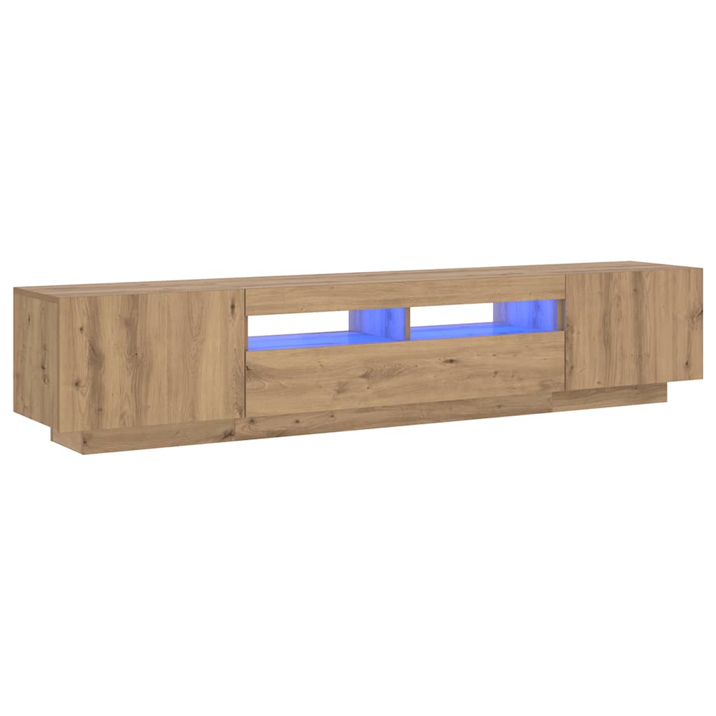Meuble TV avec lumières LED chêne artisanal bois d'ingénierie - XIOS