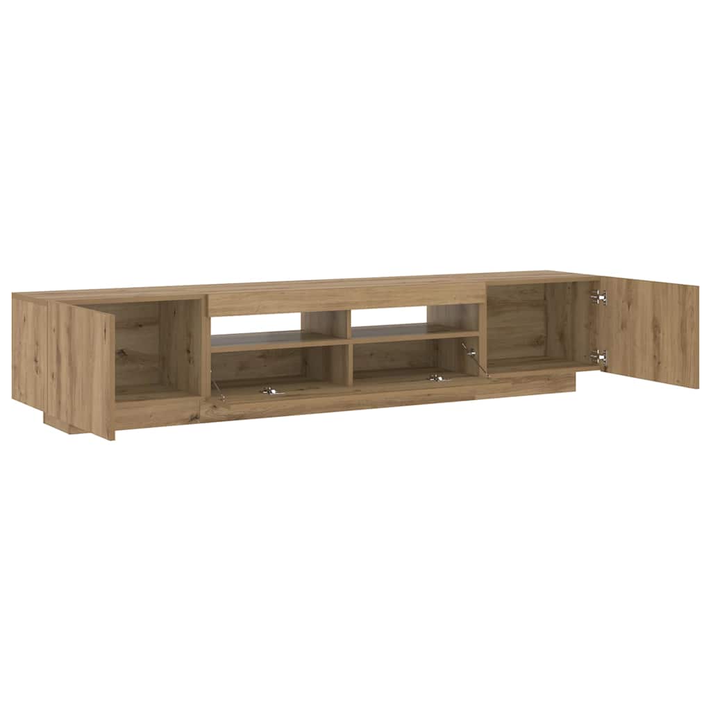 Meuble TV avec lumières LED chêne artisanal bois d'ingénierie - XIOS