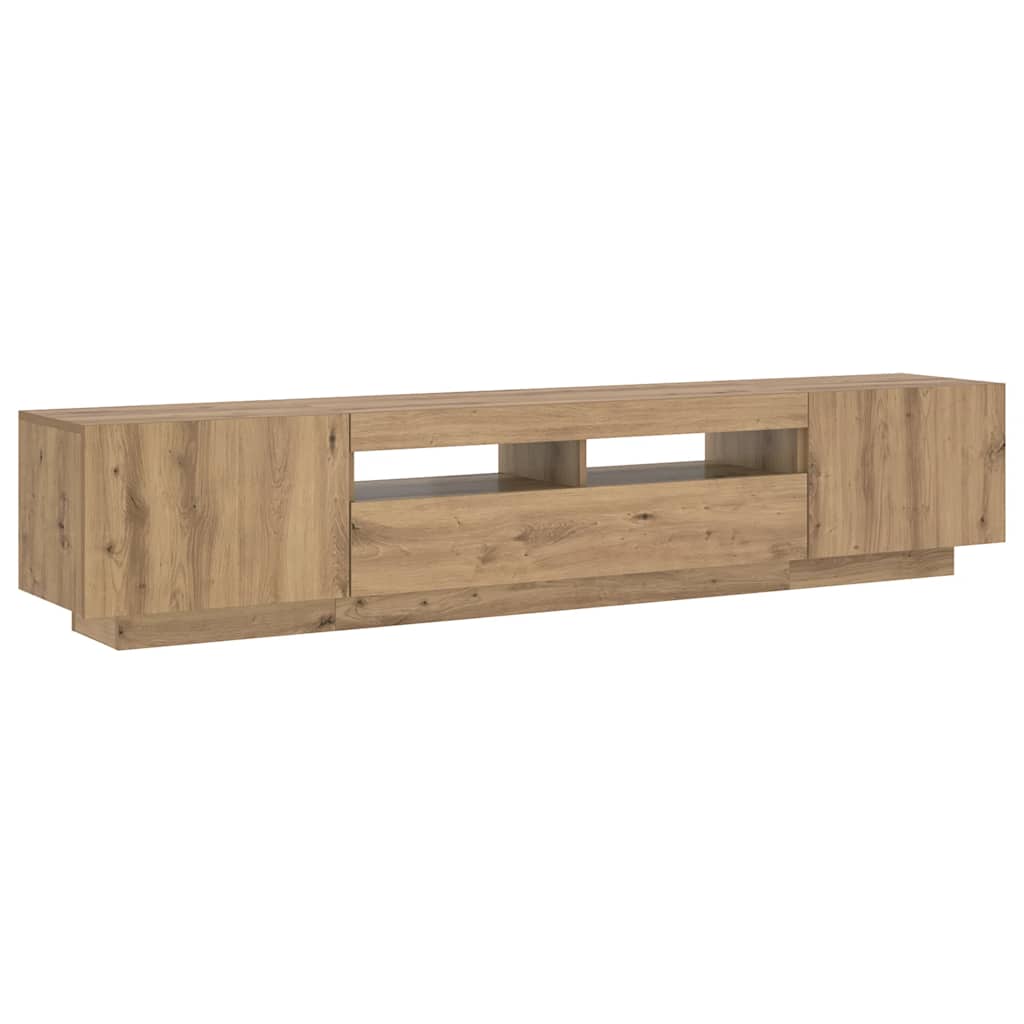 Meuble TV avec lumières LED chêne artisanal bois d'ingénierie - XIOS